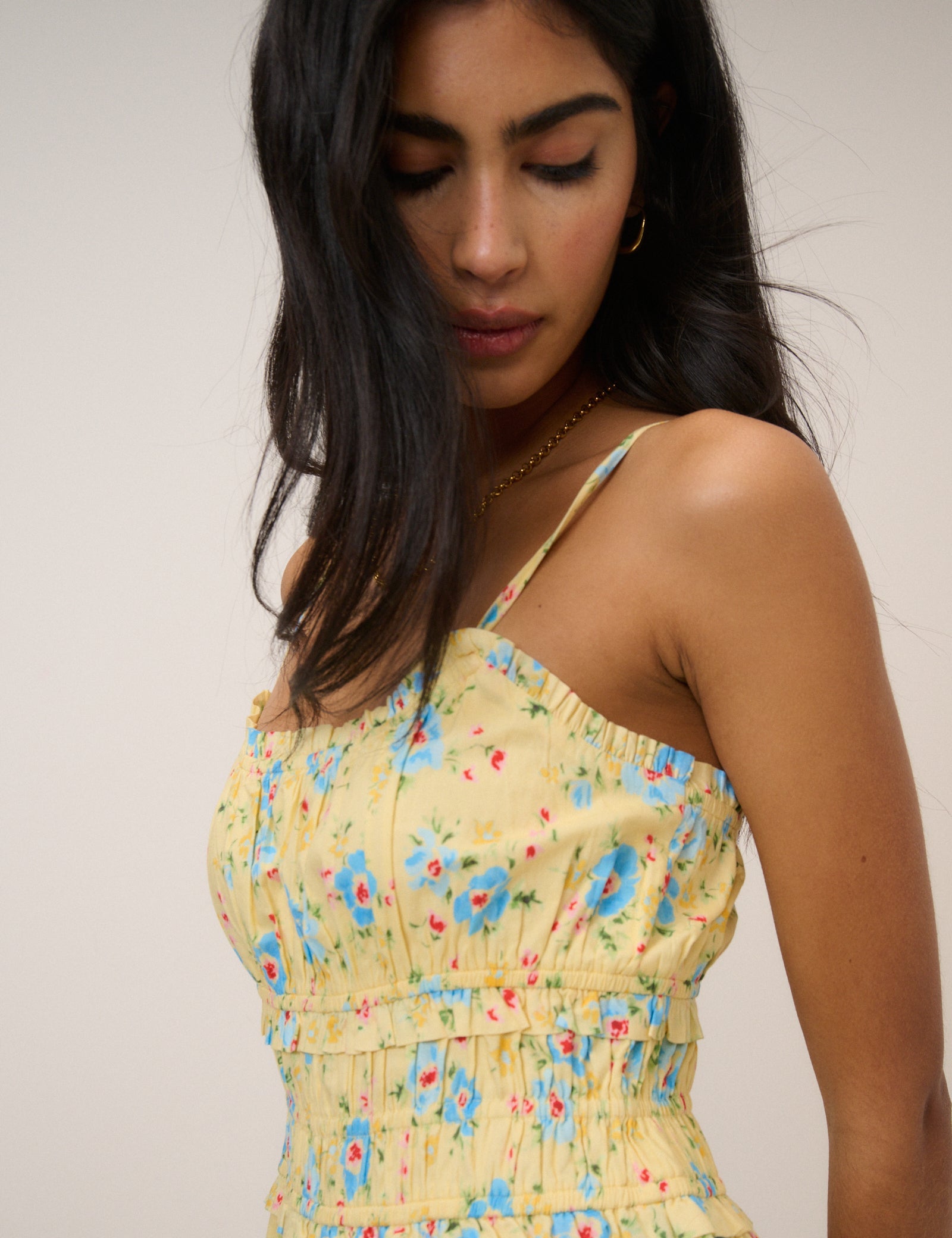 Butter Yellow Floral Alina Midi Dress