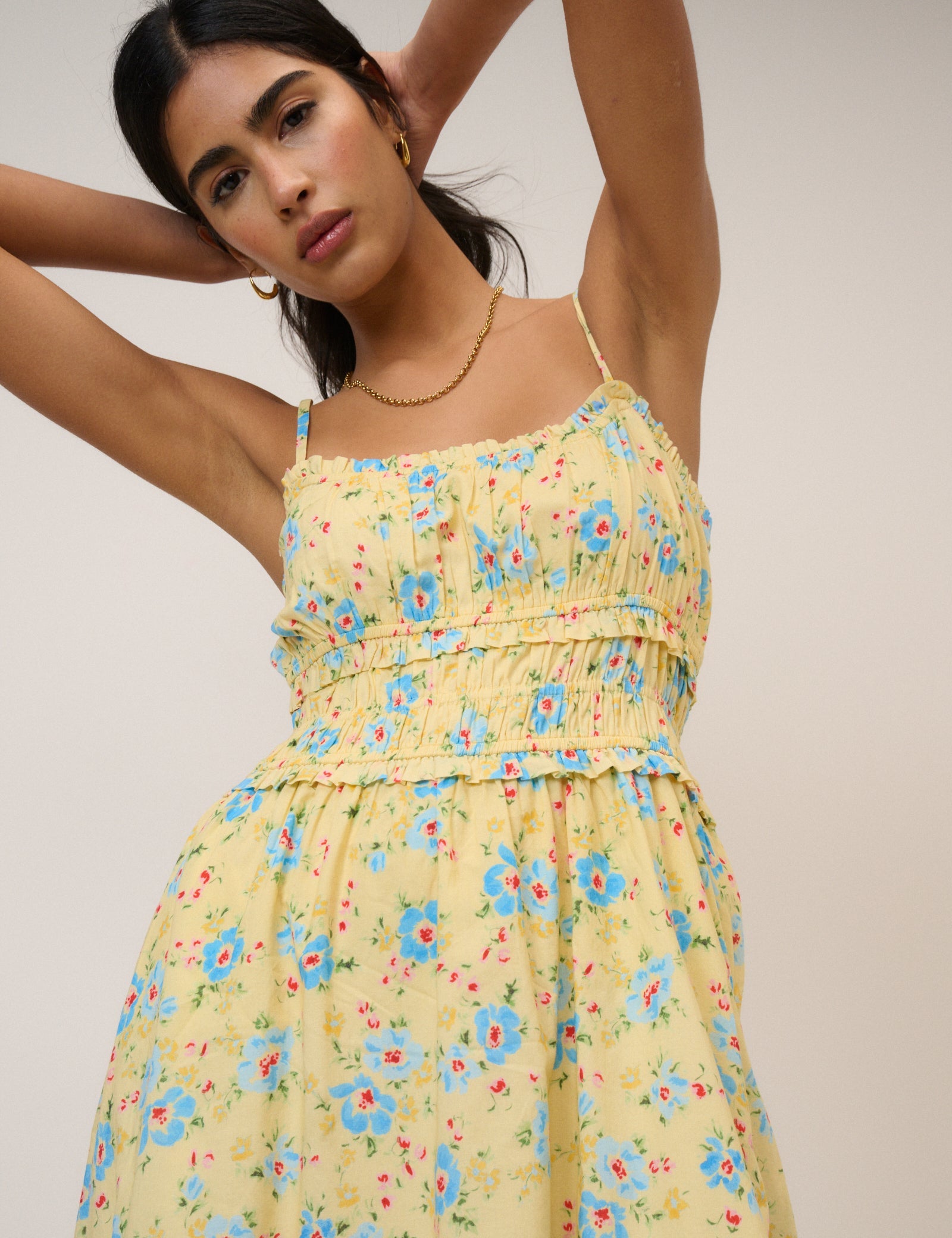 Butter Yellow Floral Alina Midi Dress