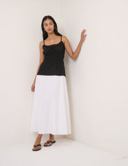 Black And White Drop Waist Alina Midi Dress