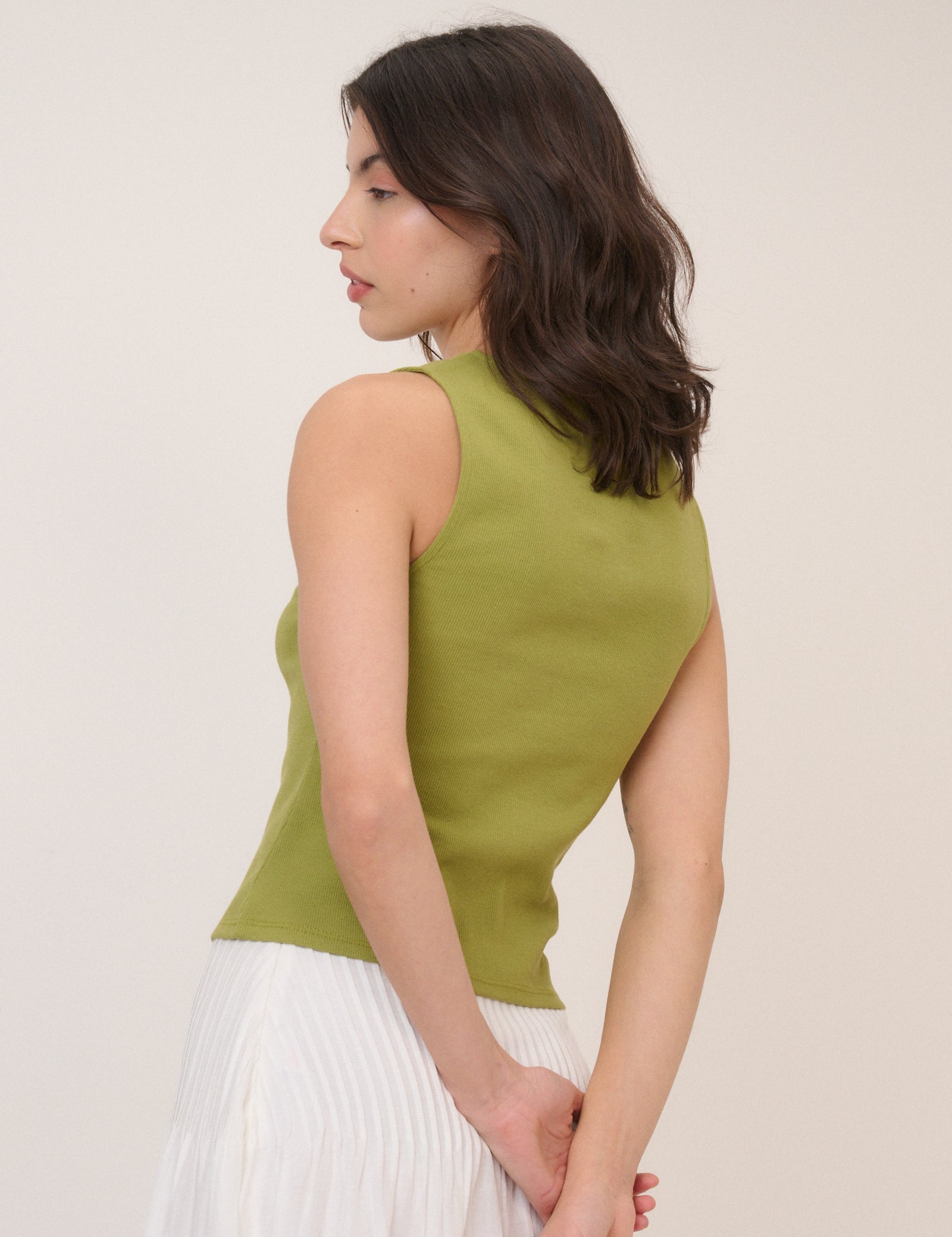 Green Boat Neck Cropped Waistcoat