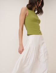 Green Boat Neck Cropped Waistcoat