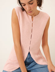 Pink Long Line Knitted Waistcoat