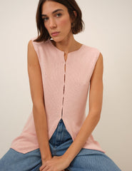 Pink Long Line Knitted Waistcoat