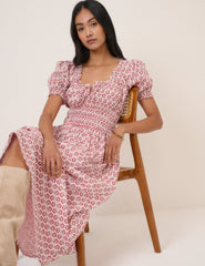 Pink Floral Tula Midi Dress