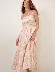 Pink Floral Veronica Midi Dress