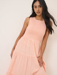 Coral Pink Sleeveless Charlie Midi Dress
