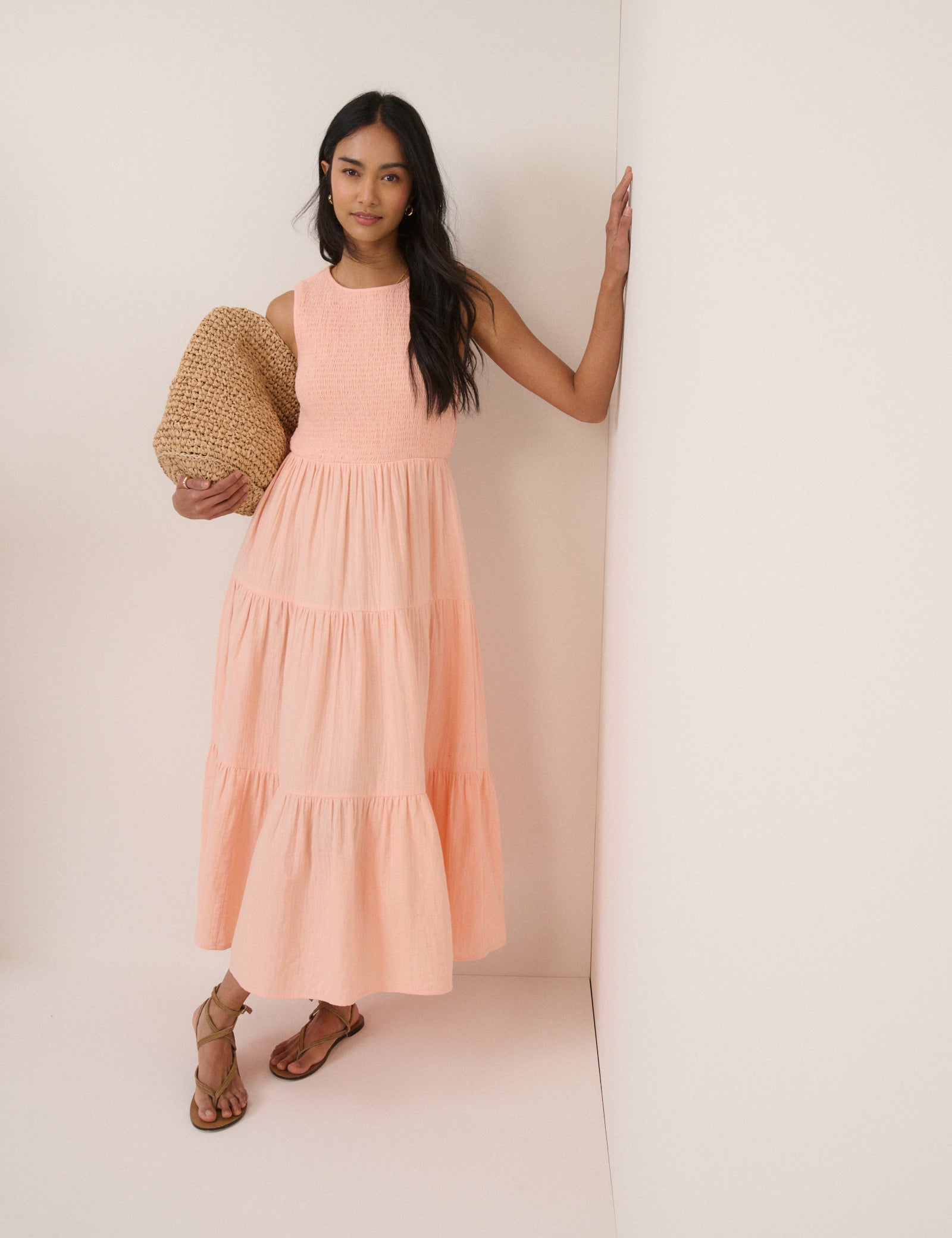 Coral Pink Sleeveless Charlie Midi Dress