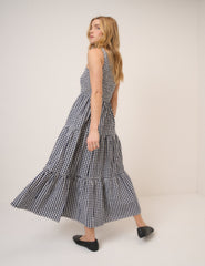 Navy Gingham Sleeveless Charlie Midi Dress