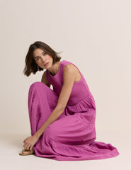 Pink Sleeveless Charlie Midi Dress