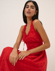 Red Floral Rylee Midi Dress