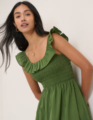 Green Ruffle Mona Midi Dress