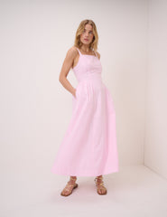 Pink Square Neck Brielle Midi Dress