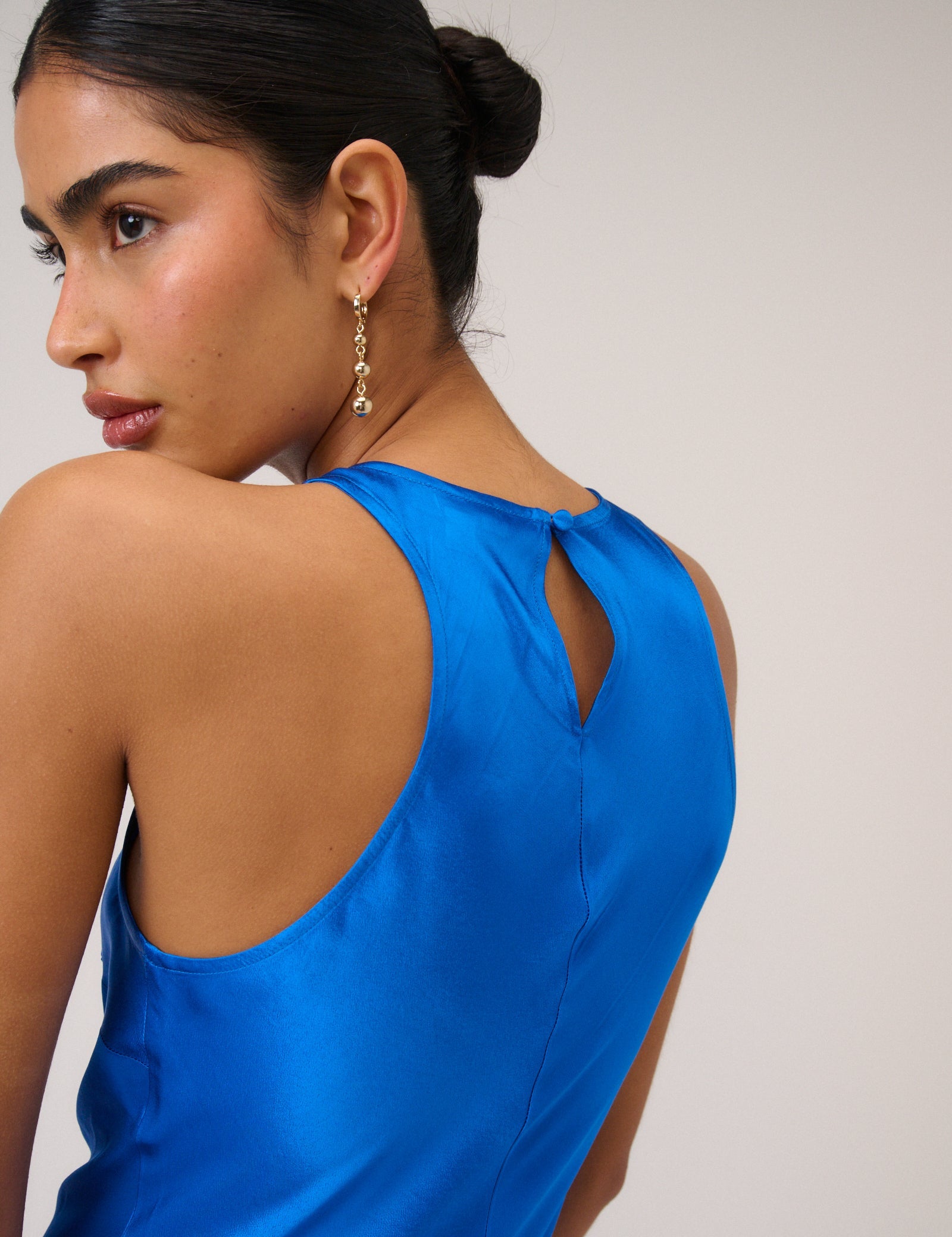 Electric Blue Satin Zahara Maxi Dress