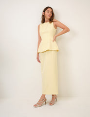 Butter Yellow Peplum Evah Midi Dress