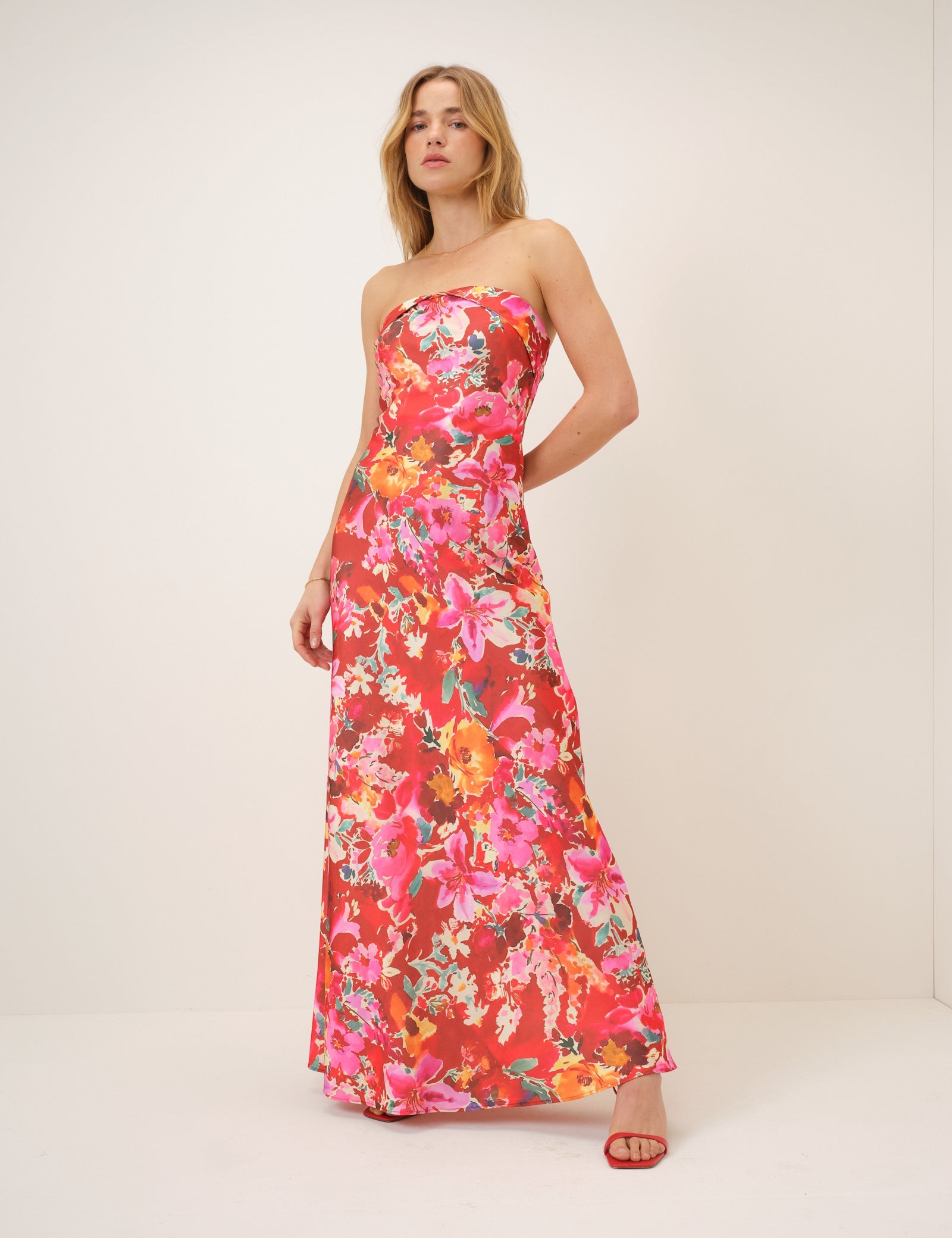 Pink Floral Robyn Midi Dress