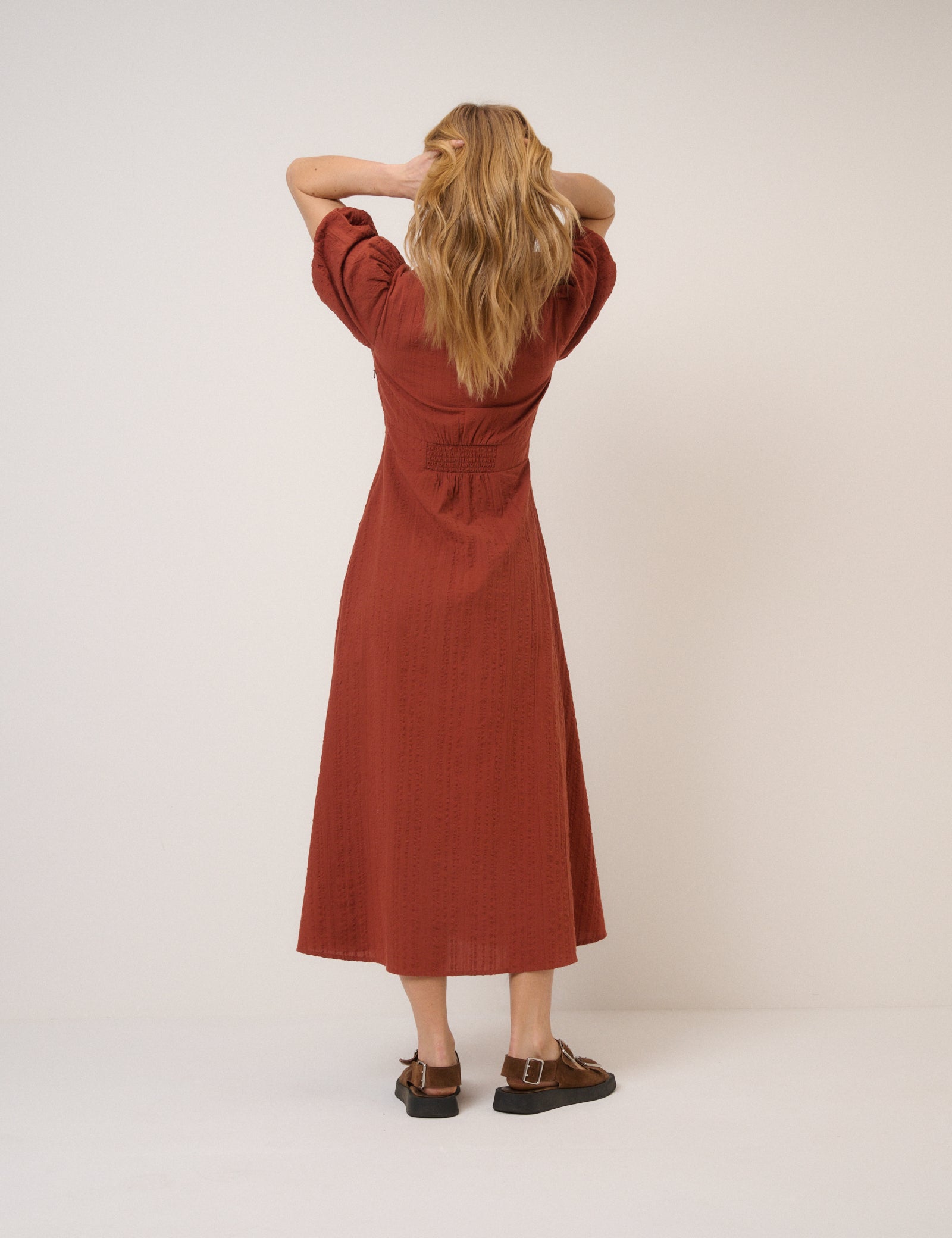 Burnt Orange Melody Midi Dress