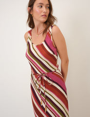 Multi Striped Linen-Blend Malia Midi Dress