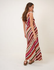 Multi Striped Linen-Blend Malia Midi Dress