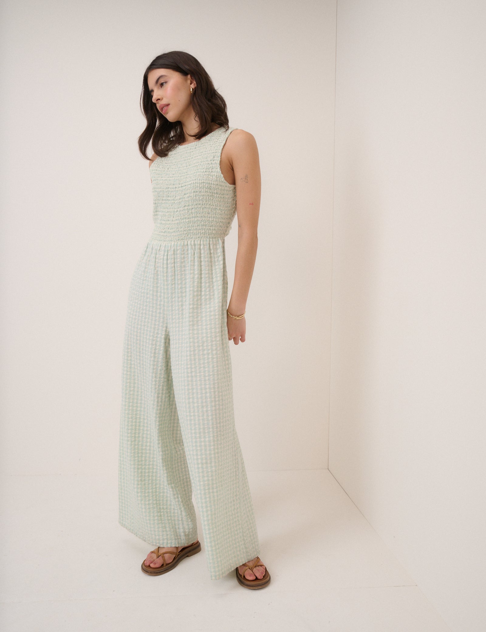 Mint Green Gingham Ruth Jumpsuit