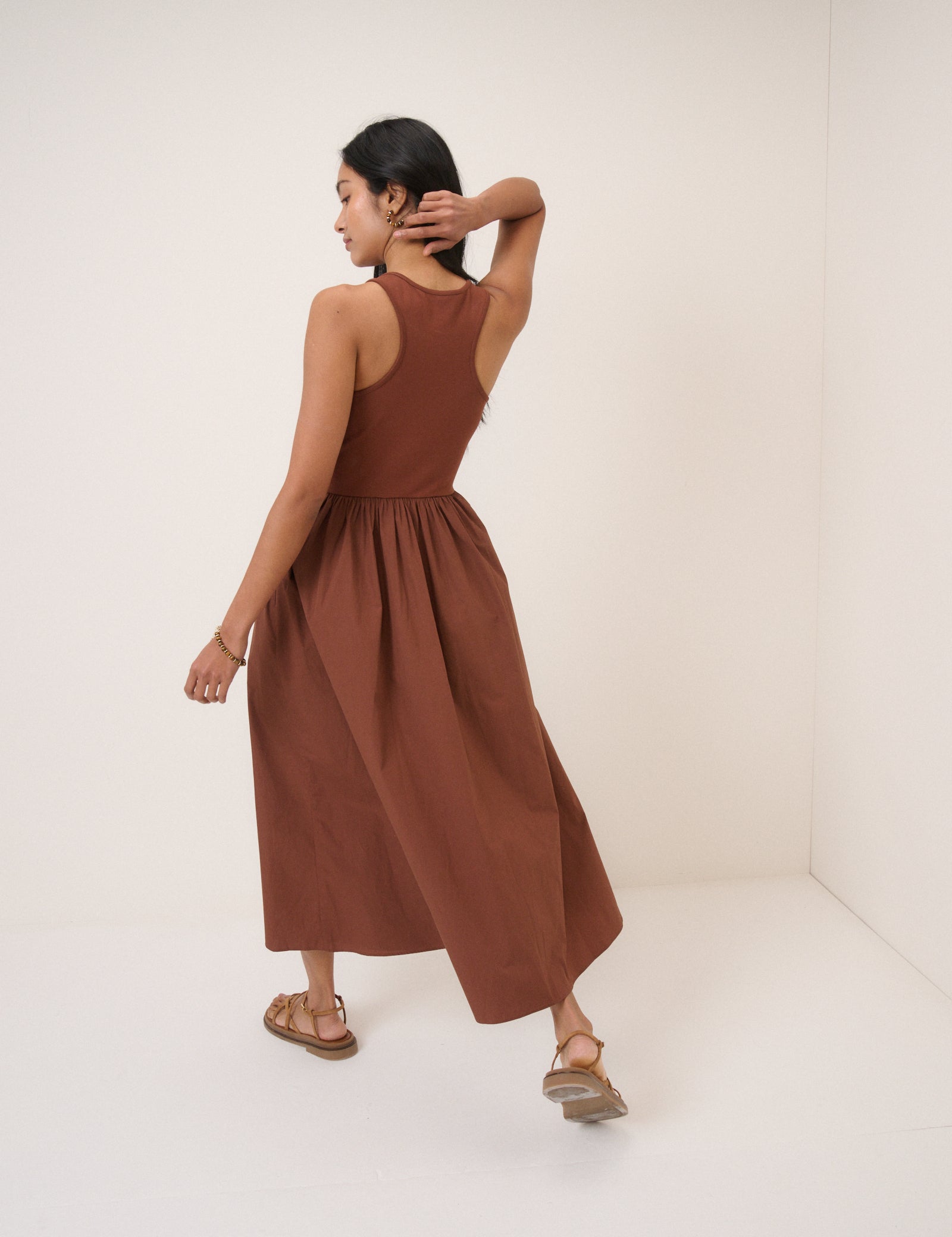 Brown Racer Back Lexie Midi Dress