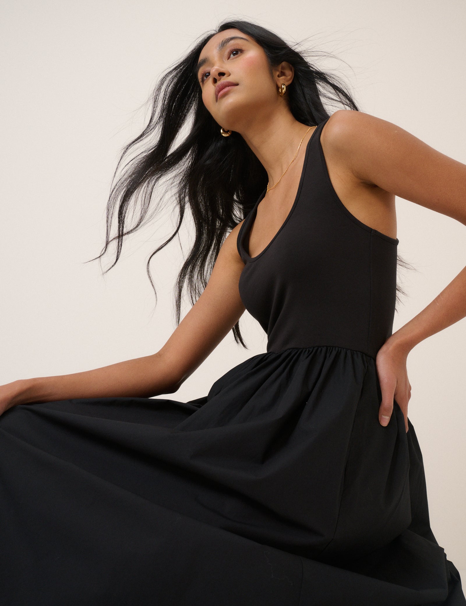 Black Racer Back Lexie Midi Dress