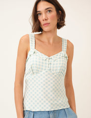 Blue Gingham Fitted Top
