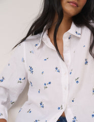 White Floral Embroidered Blouse