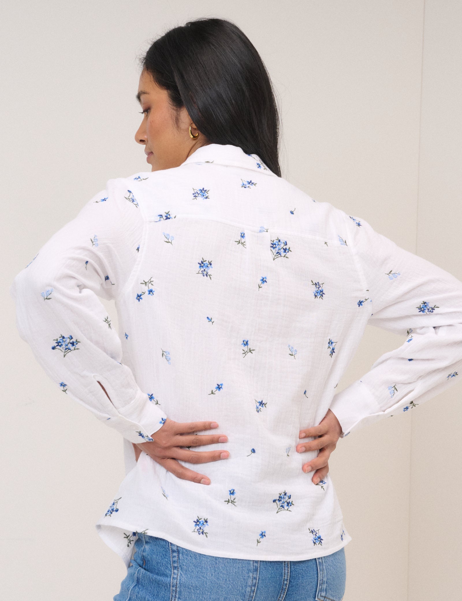 White Floral Embroidered Blouse