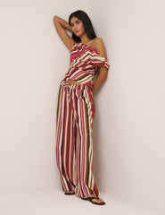 Multi-coloured Striped Top & Trouser Set