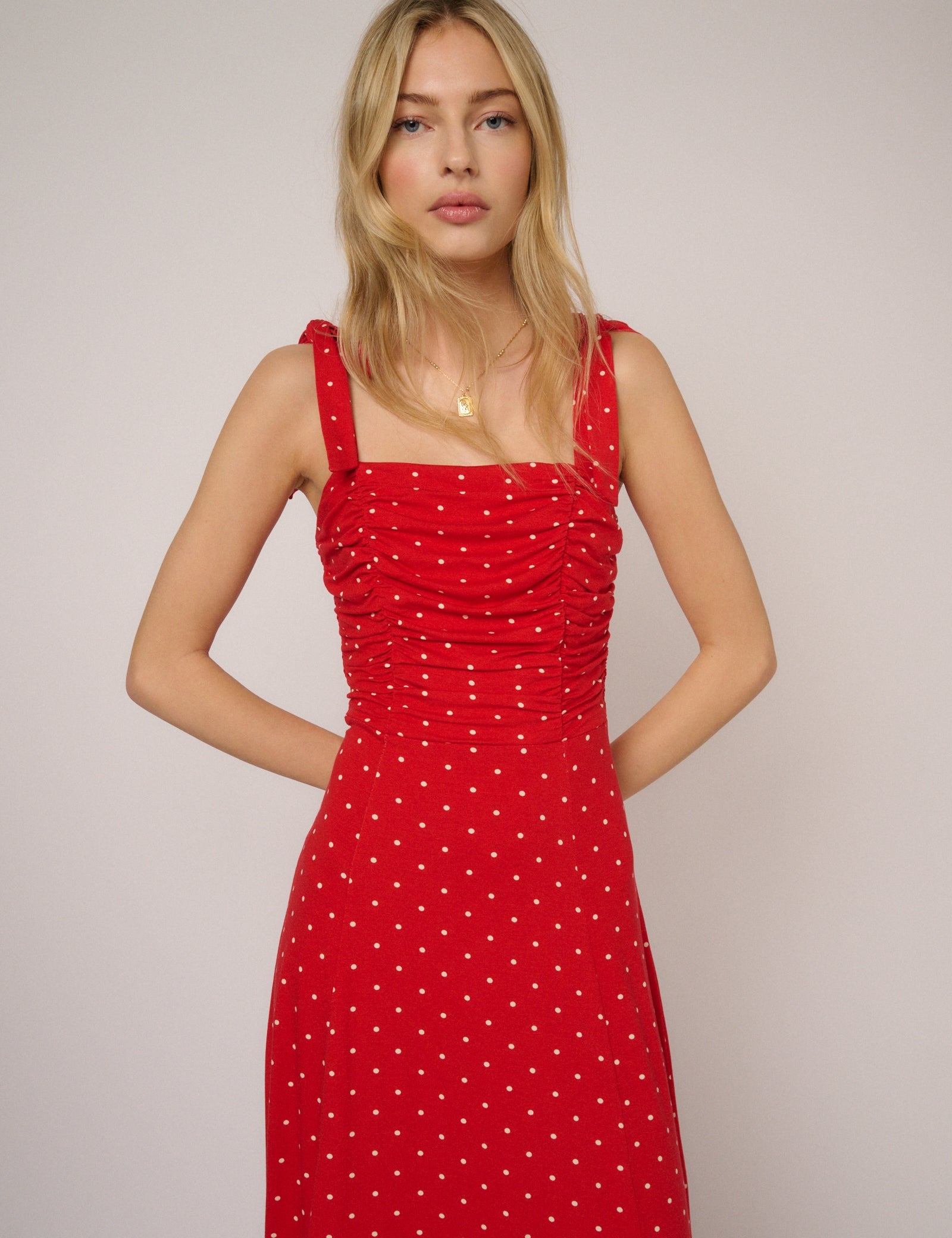 Red Polka Dot Hattie Jersey Midi Dress