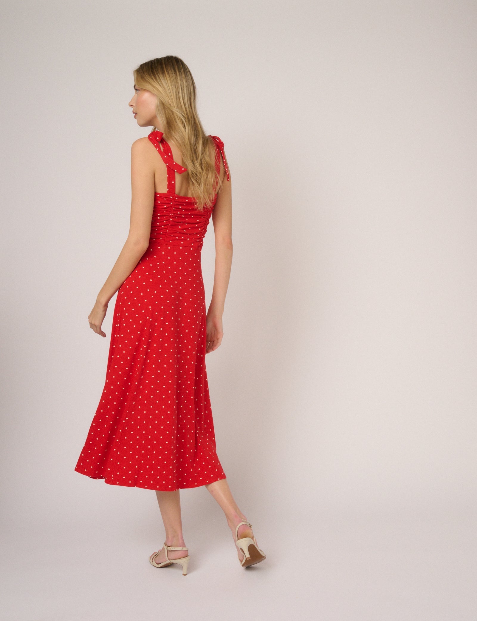 Red Polka Dot Hattie Jersey Midi Dress