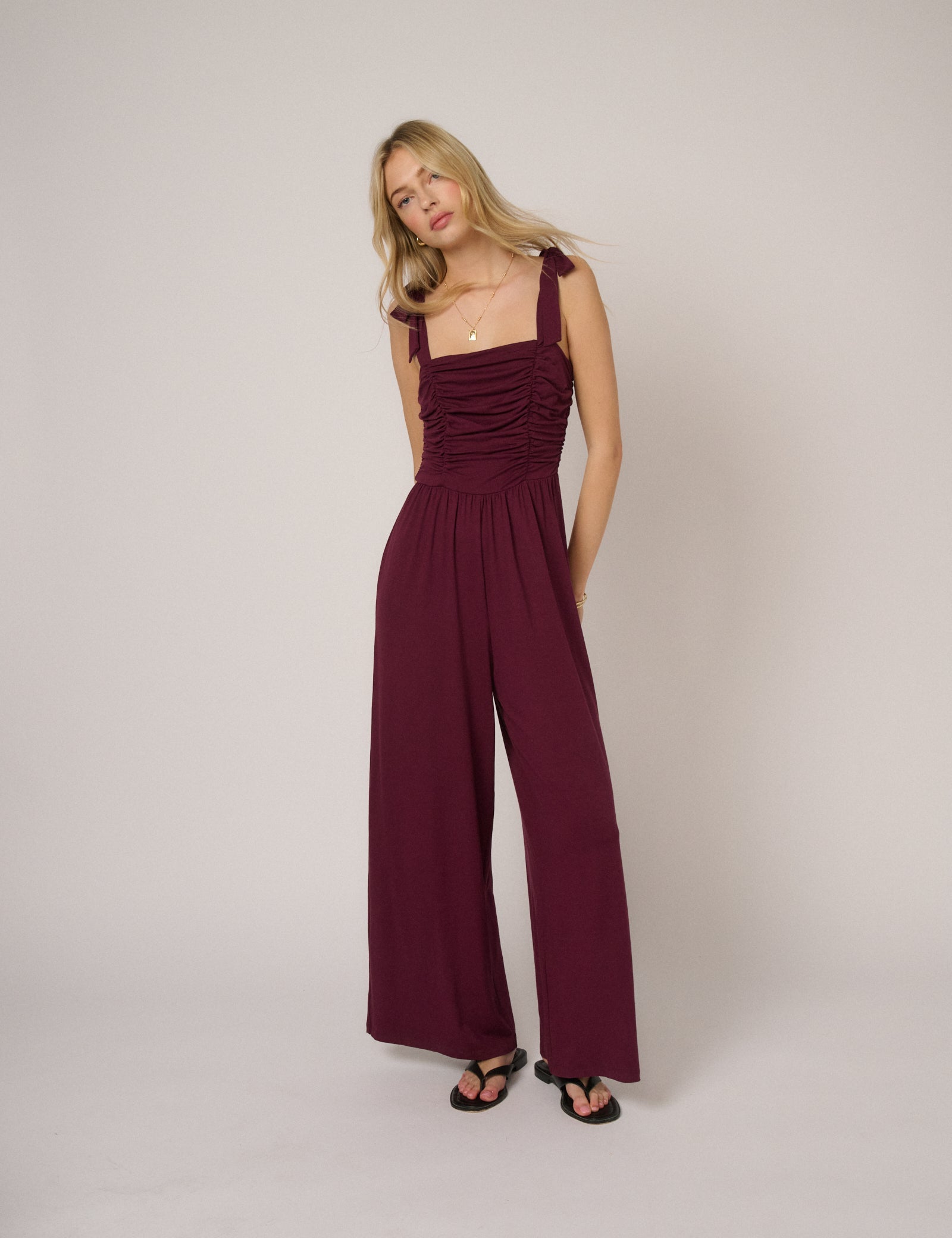 Purple Square Neck Hattie Jersey Jumpsuit