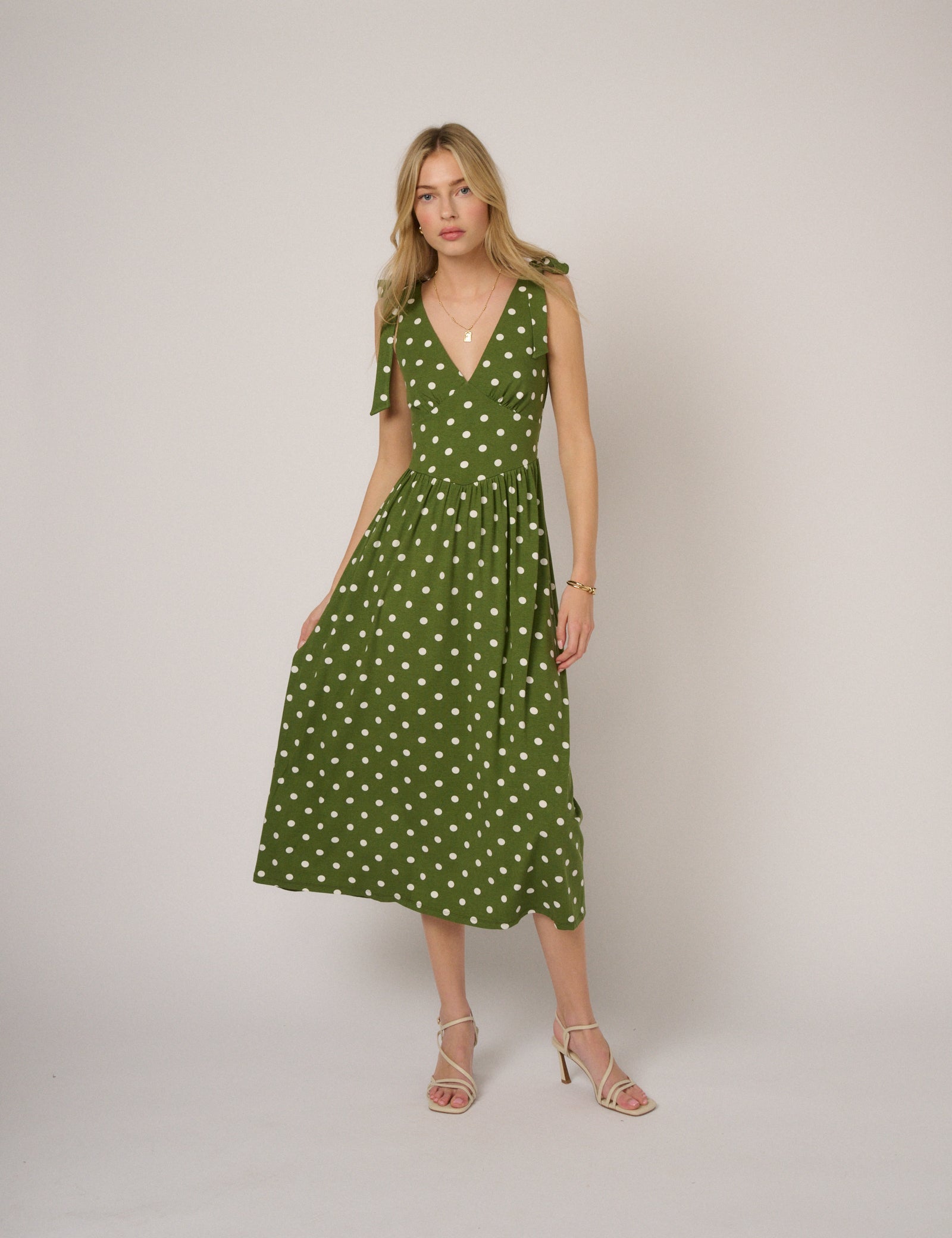 Green Polka Dot Addison Jersey Midi Dress