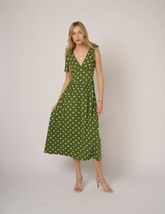 Green Polka Dot Addison Jersey Midi Dress