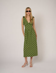Green Polka Dot Addison Jersey Midi Dress