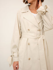 Cream Double-Breasted Lightweight Trench Coat