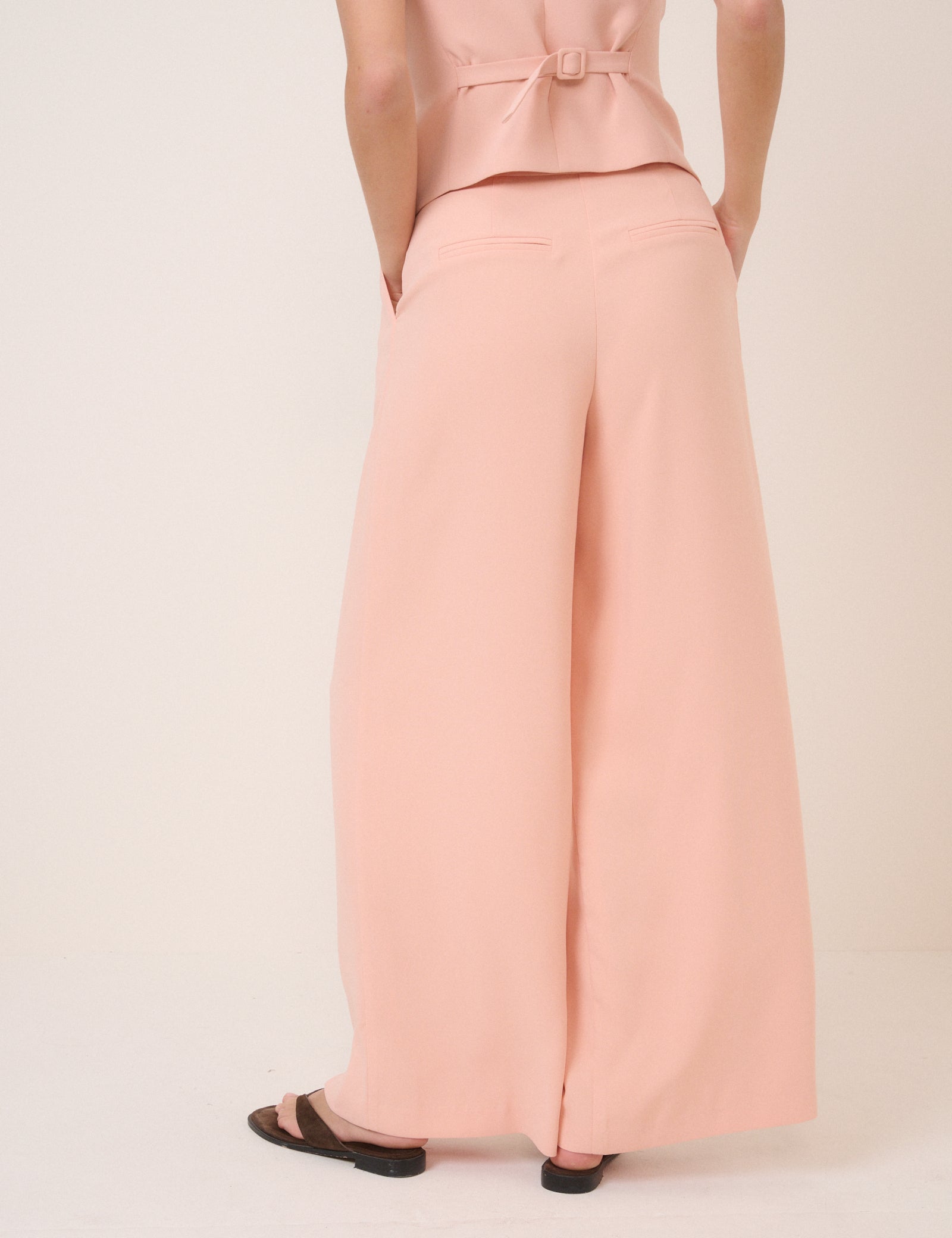 Peach Tailored Wide Leg Trousers