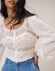 White Dobby Textured Blouse