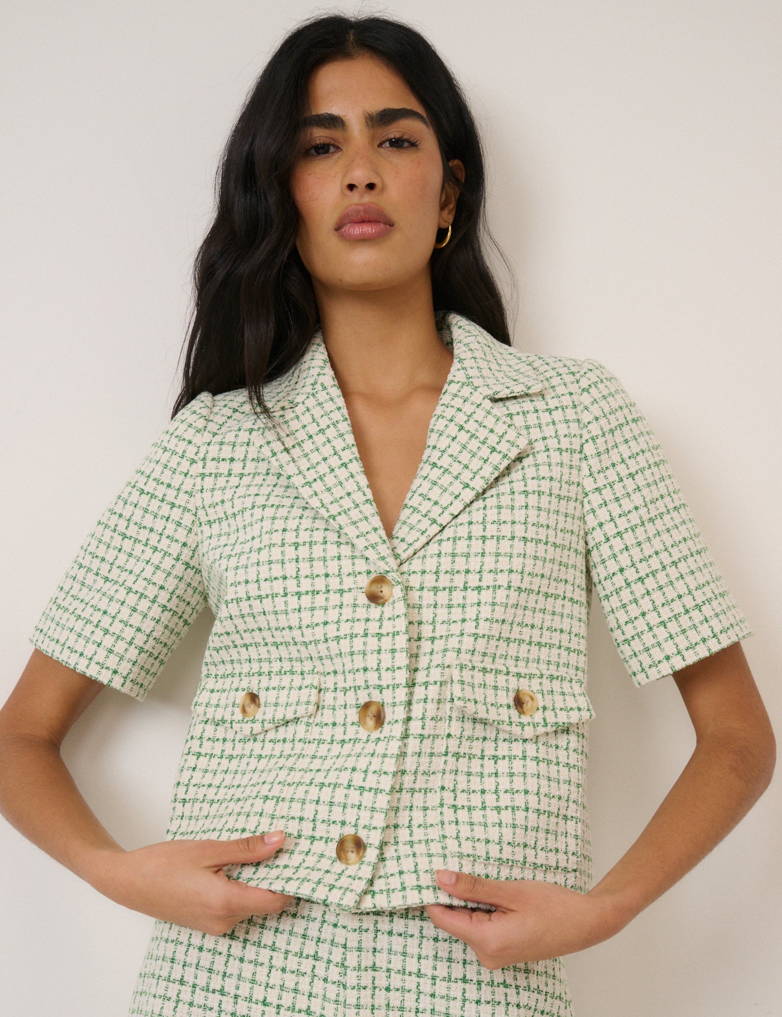 Short Sleeved Boucle Jacket