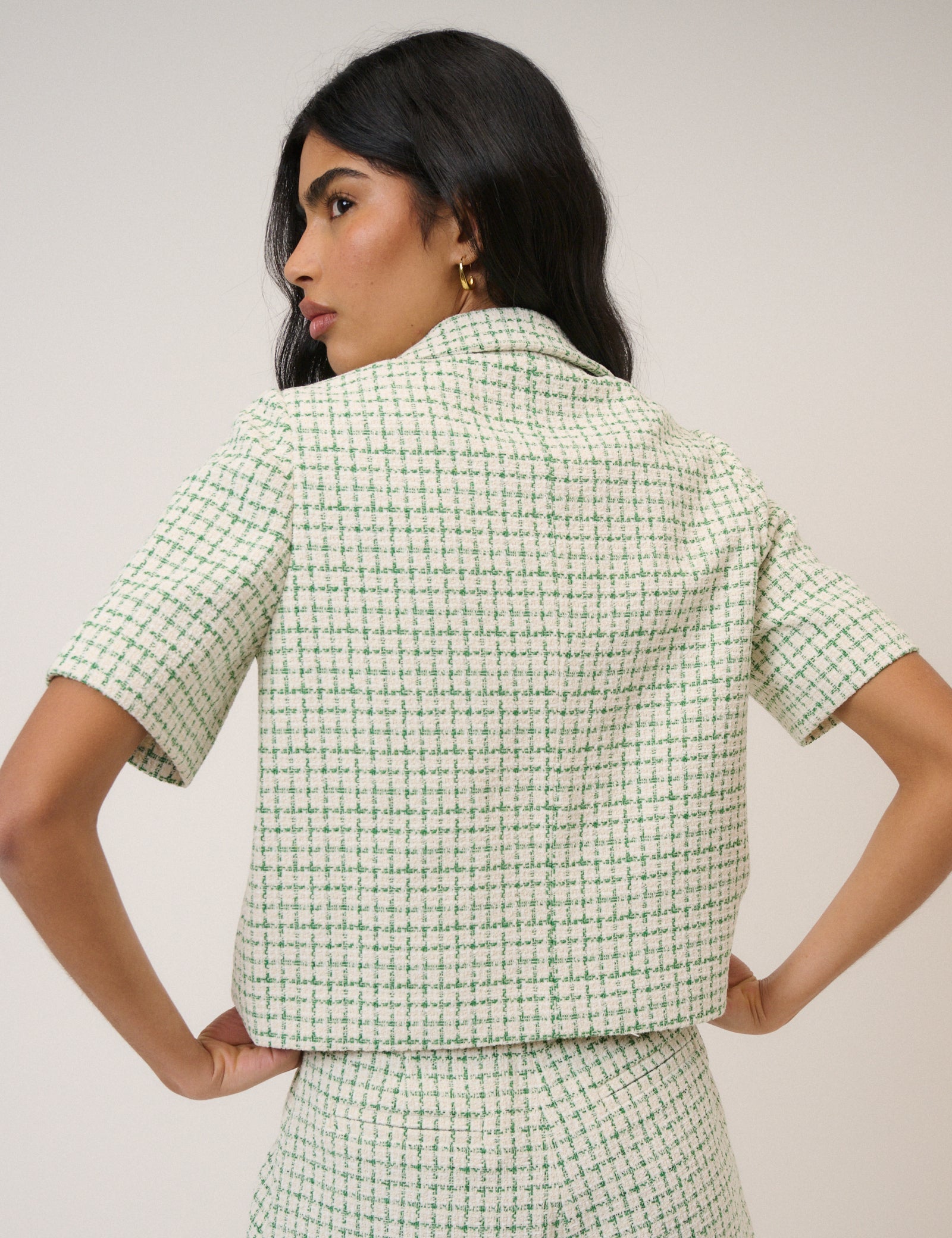 Short Sleeved Boucle Jacket