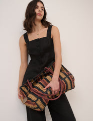Black Strappy Linen-Blend Waistcoat