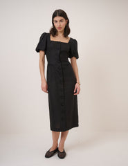 Black Square Neck Tailored Dress