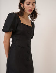 Black Square Neck Tailored Dress