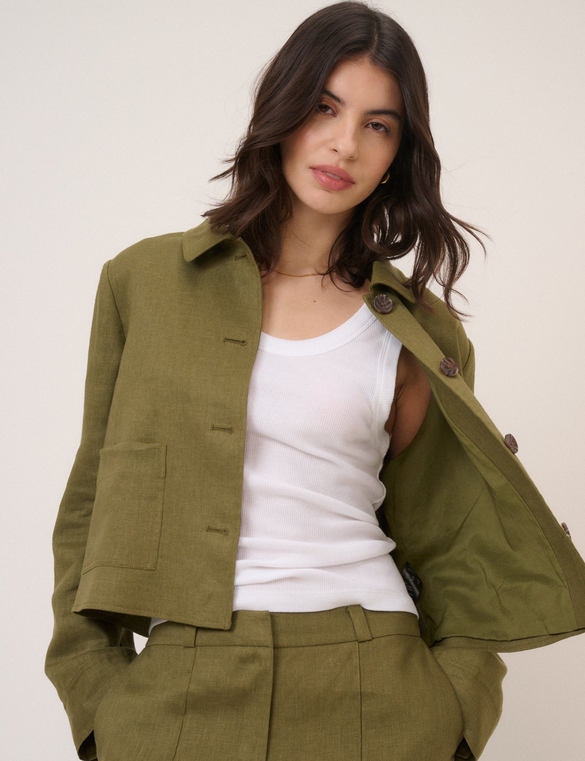 Khaki Pocket Front Jacket