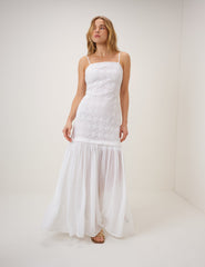 White Drop Waist Lulu Midi Dress