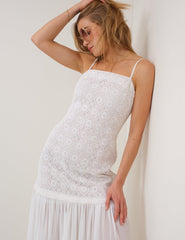 White Drop Waist Lulu Midi Dress