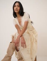 Cream Lace Trim Jasmine Midi Dress