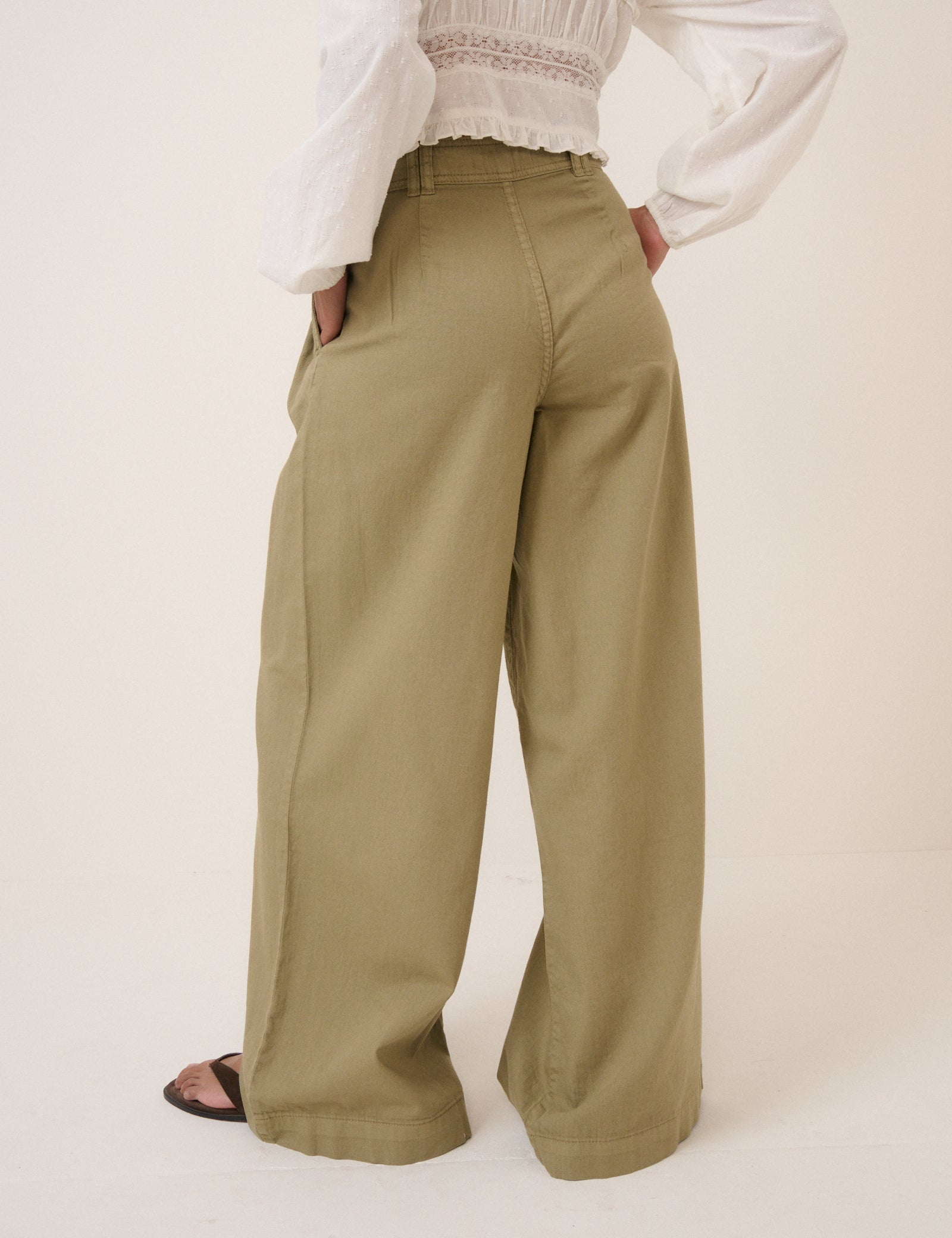 Green Pleated Wide Leg Trousers