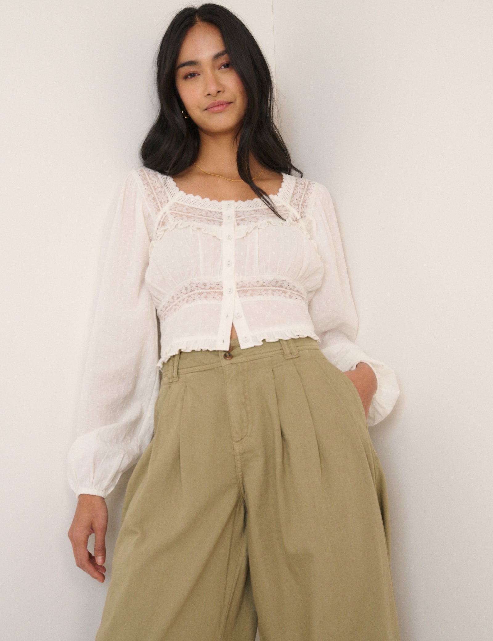 Green Pleated Wide Leg Trousers