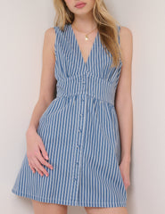 Blue Denim Pinstripe Starlight Mini Dress